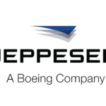 Logo of Jeppesen, a Boeing Company, featuring stylized, overlapping blue and gray triangles above the company name.