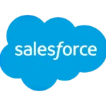 Salesforce logo featuring the word salesforce in white, set against a blue cloud-shaped background.